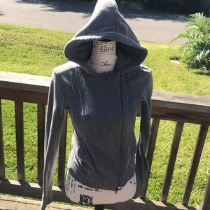 Abercrombie and Fitch asymmetrical grey  zipper jacket with hood